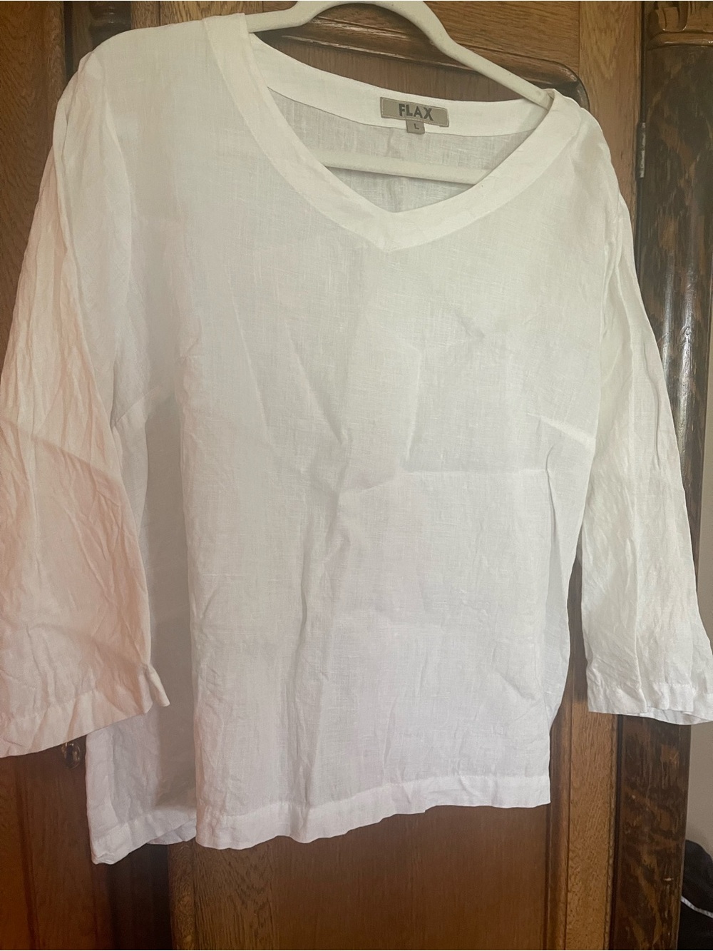 Flax White V-Neck Linen Tunic Top